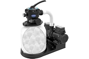 CHLORWORKS 3036GPH Sand Filter Pump for Above Ground Pool with 4.4lbs Pool Filter Balls, Up to 20,000GAL Pools, Pool Sand Filter with Timer, 6-Way Valve, GFCI Plug, 110-120V, 2 Years Warranty