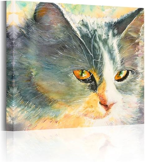 Amazon Co Jp 油絵 猫 絵画 北欧 アートパネル キャンバス 玄関 インテリア 壁ポスター動物 絵画 モダン 壁飾り 玄関アートパネル 木枠セット 50 50cm ホーム キッチン
