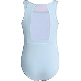 Phineein Girls Gymnastics Leotards Mesh Back - Kids Sleeveless Ballet Dance Leotard with Stylish Power Mesh Cutout Back