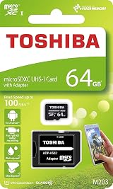 Toshiba 64GB MicroSDXC Card Class 10 U1 100MB/s with Adapter Black view 2