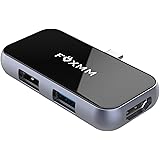 USB C to HDMI Adapter,FOXMM 4 in 1 Portable Tempered Glass Multiport USB C Hub Adapter with 4K HDMI,USB 3.0,2.0,100W PD Charg