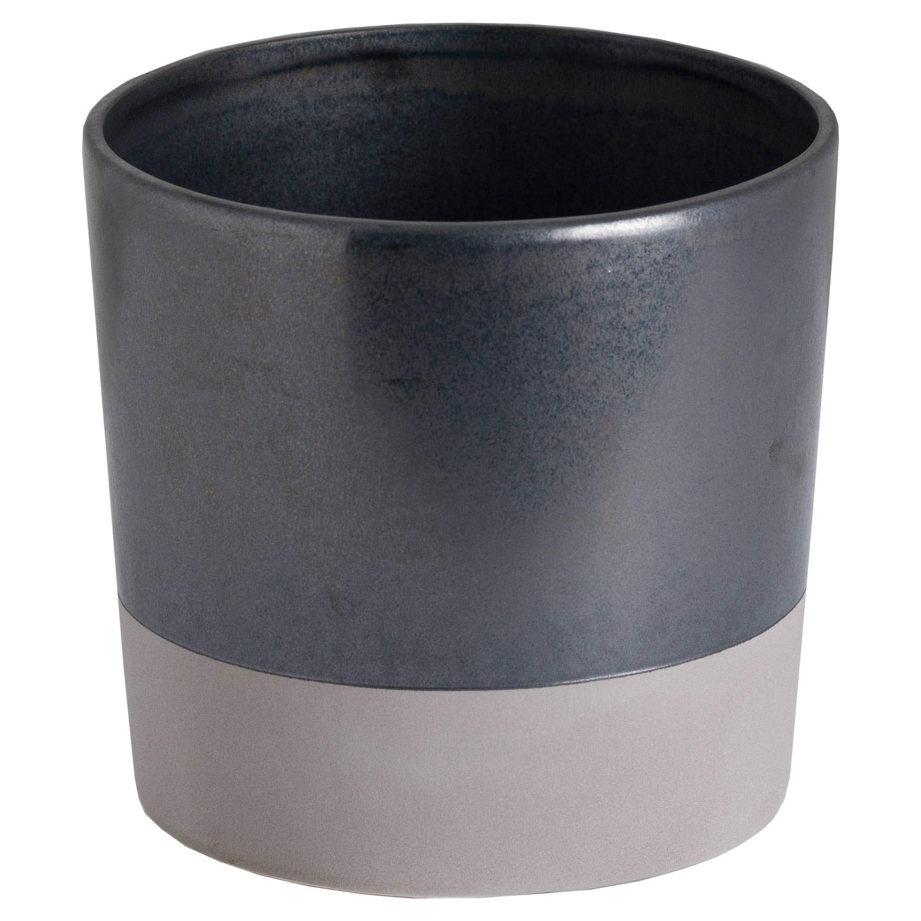 Hill 1975 Large Metallic Grey Ceramic Planter, Mixed, 16 x 16 x 16cm