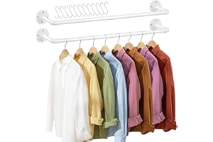 ERYTLLY Industrial Pipe Clothes Rack 38”, Multi-purpose Wall Mounted Iron Garment Rod,Heavy Duty Detachable Hanging Clothes R
