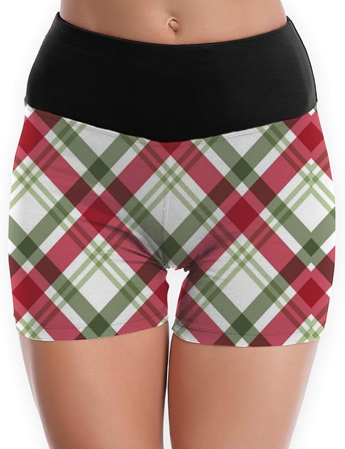 red plaid stretch pants