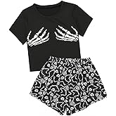 Laqeyko Cute Pajamas for Women Shorts Set Short Sleeve Tops and Shorts Pjs Sets Nightwear Sleepwear