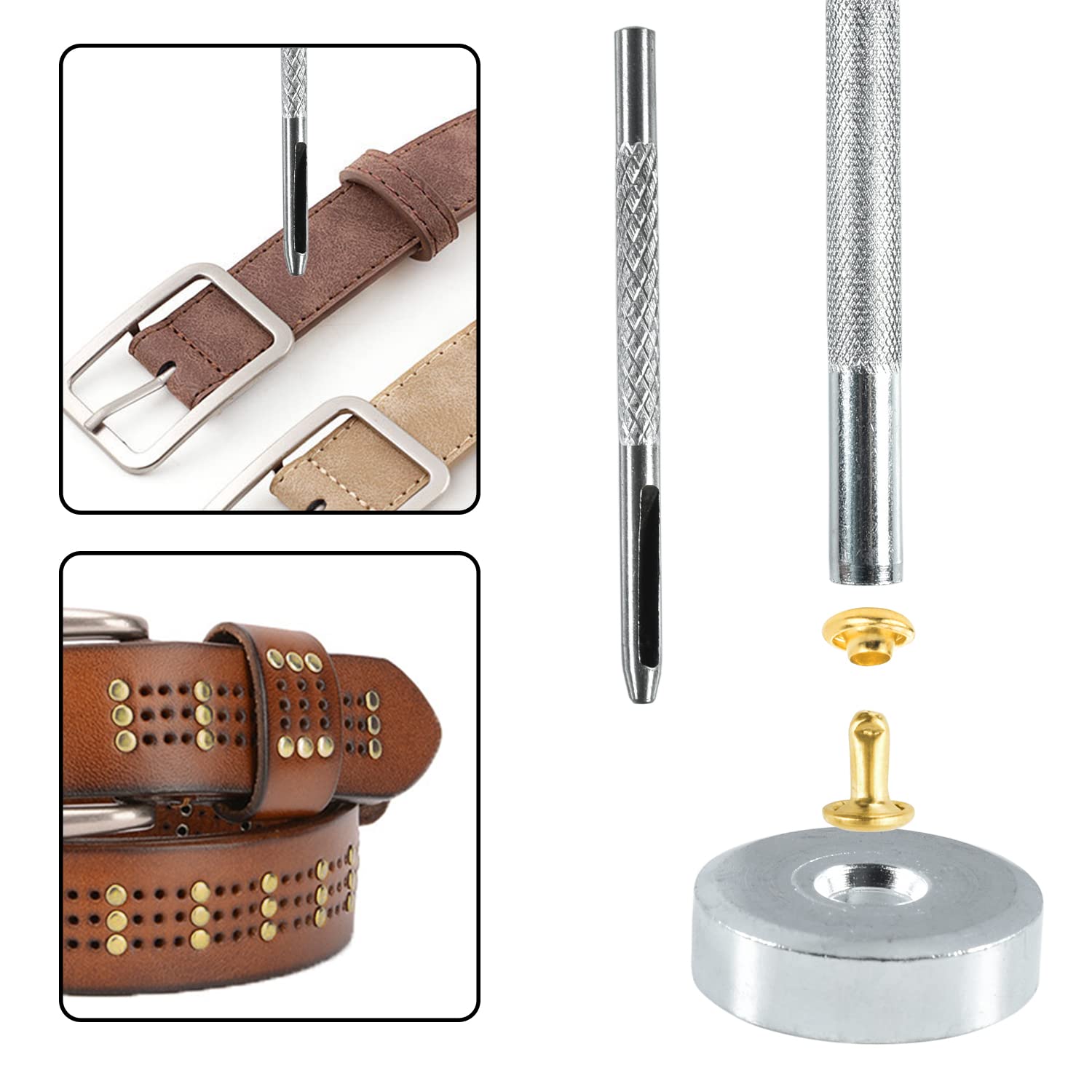 200Sets Leather Rivets, 6mm Double Cap Rivets Tubular Metal Studs Leather Rivets for Fabric Pet Collar Clothing Boots Belt Bags Accessories Crafts (6mm Bronze)