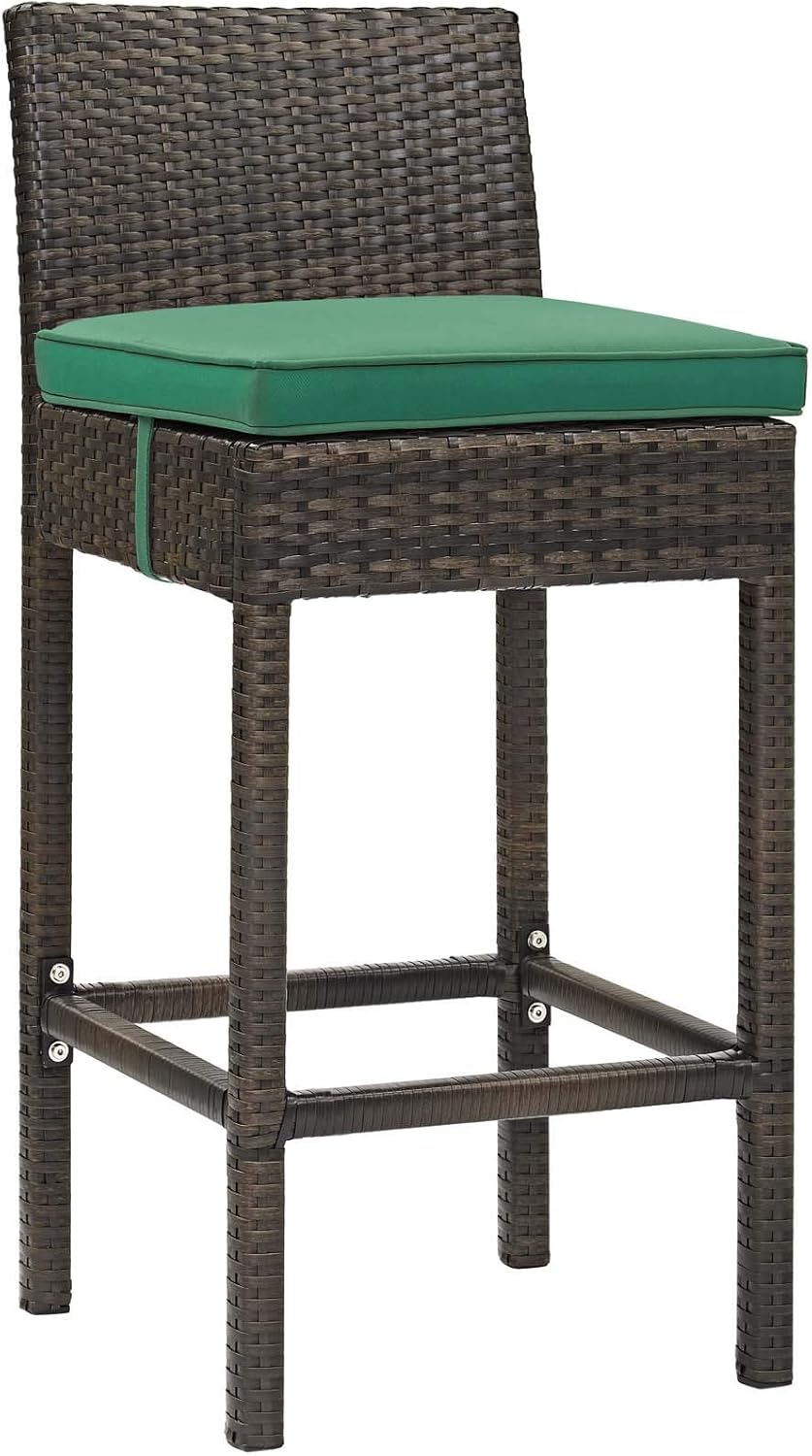 green patio cushion on Amazon Com Modway Conduit Wicker Rattan Outdoor Patio Bar Stool With Cushion In Brown Green Garden Outdoor