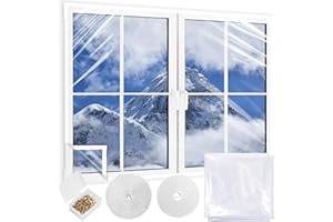 MUDEREK 39×63inches Window Insulation for Winter, Plastic Window Cover for Winter,Thermal Window Insulation Kit for Winterizing,Thick Transparent Window Seal Film for Winter Window Covering
