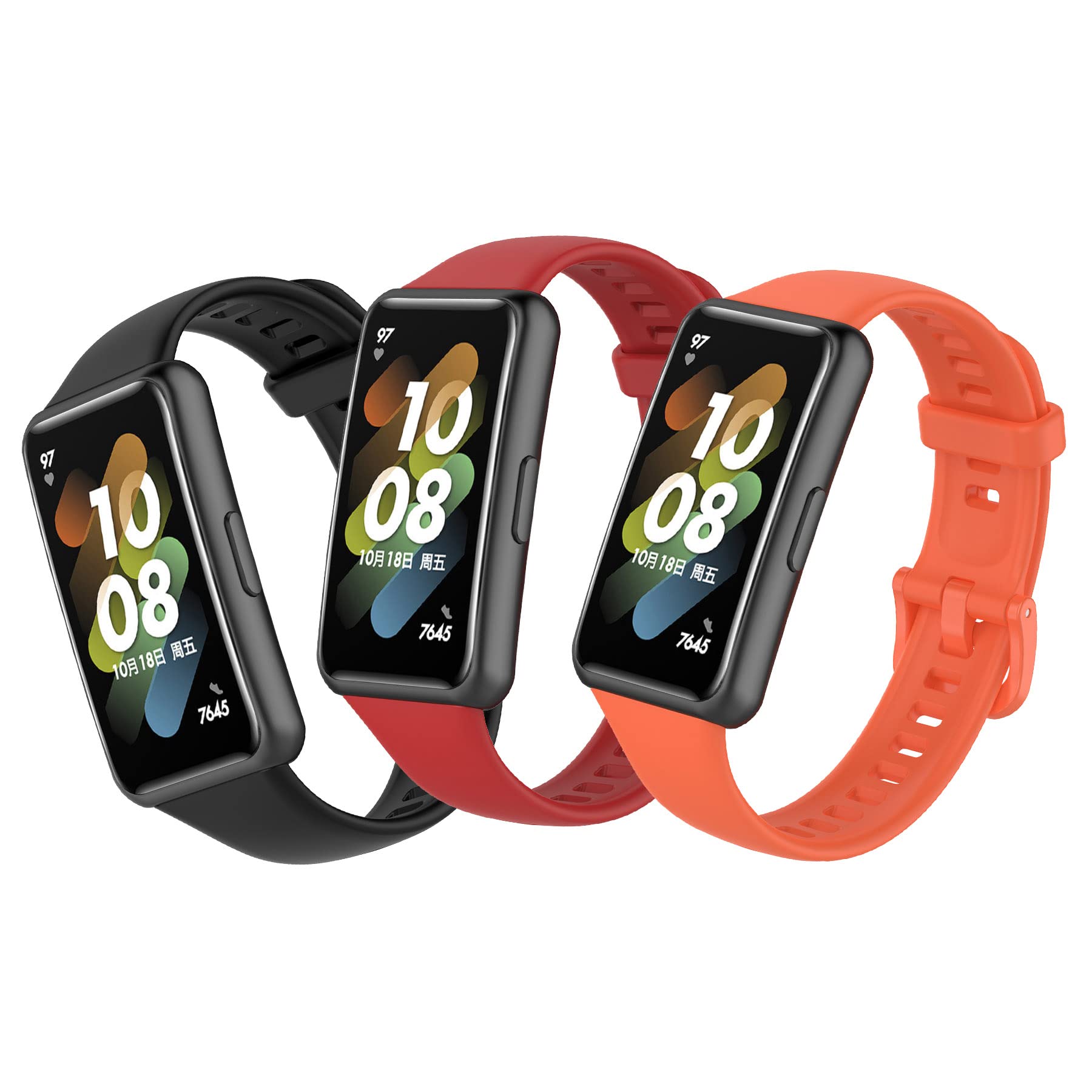 MIJOBS 3PCS Straps Compatible with Huawei Band 7 Replacement Strap Waterproof Sports Silicone Straps Compatible with Huawei Band 7 Smartwatch