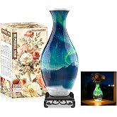 YunSheCSBS 3D Puzzle Vase for Adults with 160 Plastic Pieces, Adult Crafts | 3D DIY Puzzle Vase with LED Light, House Warming Gift Birthday Gifts for Flower Arrangements and Home Decor (Night Light)
