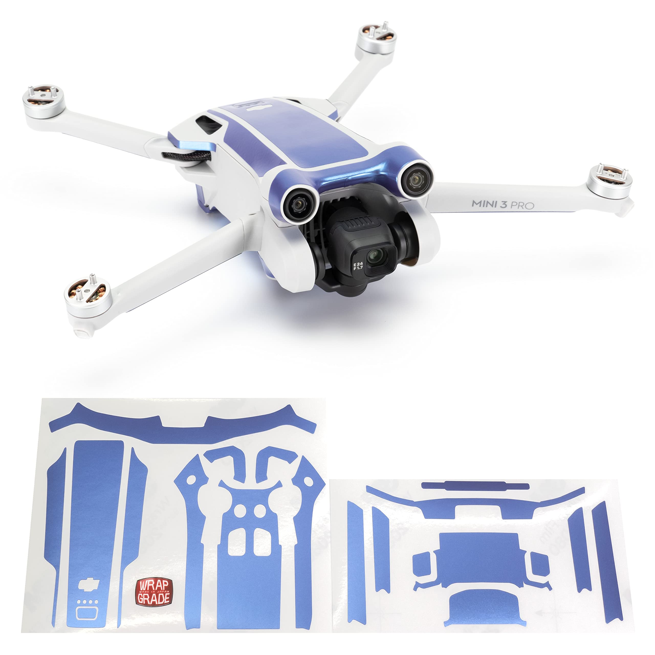WRAPGRADE Skin Stickers compatible with DJI Mini 3 Pro | Accent Color (CELESTE BLUE) — image 1