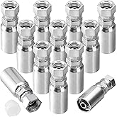 Racewill 12 Pack Hydraulic Hose Fittings: 3/8" I.D. Hose x 3/8" JIC Female | JIC 37&deg; Flare Female Swivel Crimp End Fittings with Protective Covers, Carbon Steel, Secure Connection For Hydraulic System