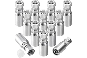 Racewill 12 Pack Hydraulic Hose End Fittings: 3/8" I.D. Hose x 3/8" JIC 37° Female With Protection Cover Hydraulic End Swivel Crimp Fitting