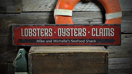 Cam565b Panneau De Fruits De Mer Homards Cadeau De Chef