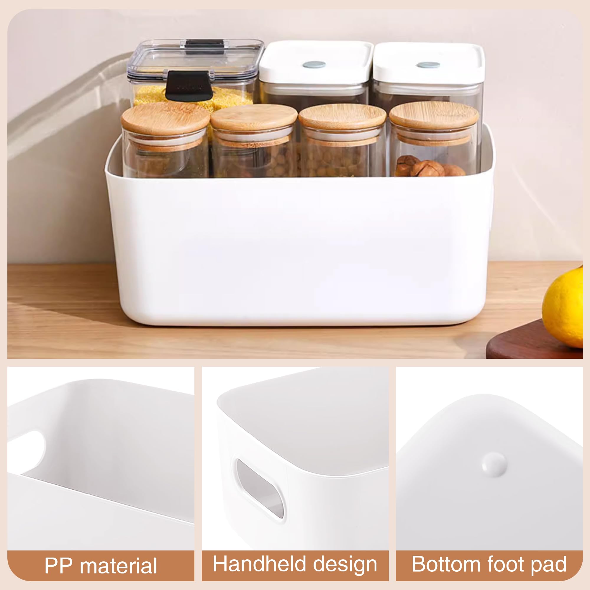 SHEPIN 10 Stück Aufbewahrungsbox Kunststoff Große Weiß 30x20x12cm, Aufbewahrungsboxen mit Griff, Boxen Aufbewahrung Badezimmer Organizer Box Küche Plastik Aufbewahrungskorb & Behälter(Weiß-30cm) 3
