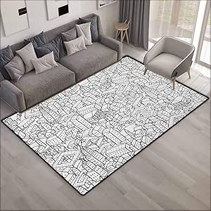 Alfombra para patio al aire libre, Doodle Crowded Urban Life