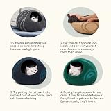 MEOWFIA Cat Cave Premium Felt Bed Merino Wool Large Black Aqua view 7