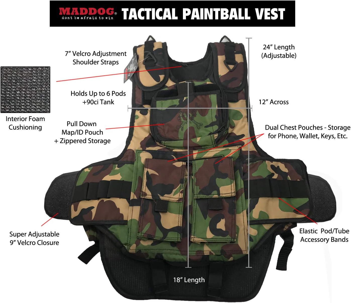 Maddog Sports Tactical Paintball Harness Vest - Camo : Paintball Gun Accessory Kits : Sports & Outdoors