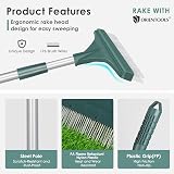 Artificial Grass Brush Lawn Rake Adjustable Steel Handle 80-130cm view 3