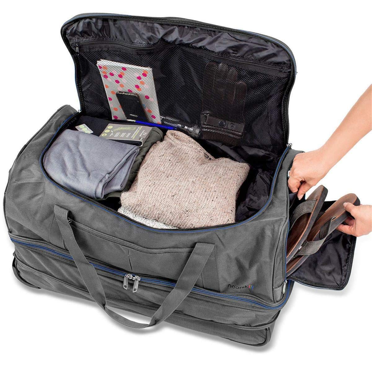 XXL borsone sportivo con ruote blu noorsk® borsa da viaggio akropolis  travel trolley grande Valigeria urban-earth.co.uk