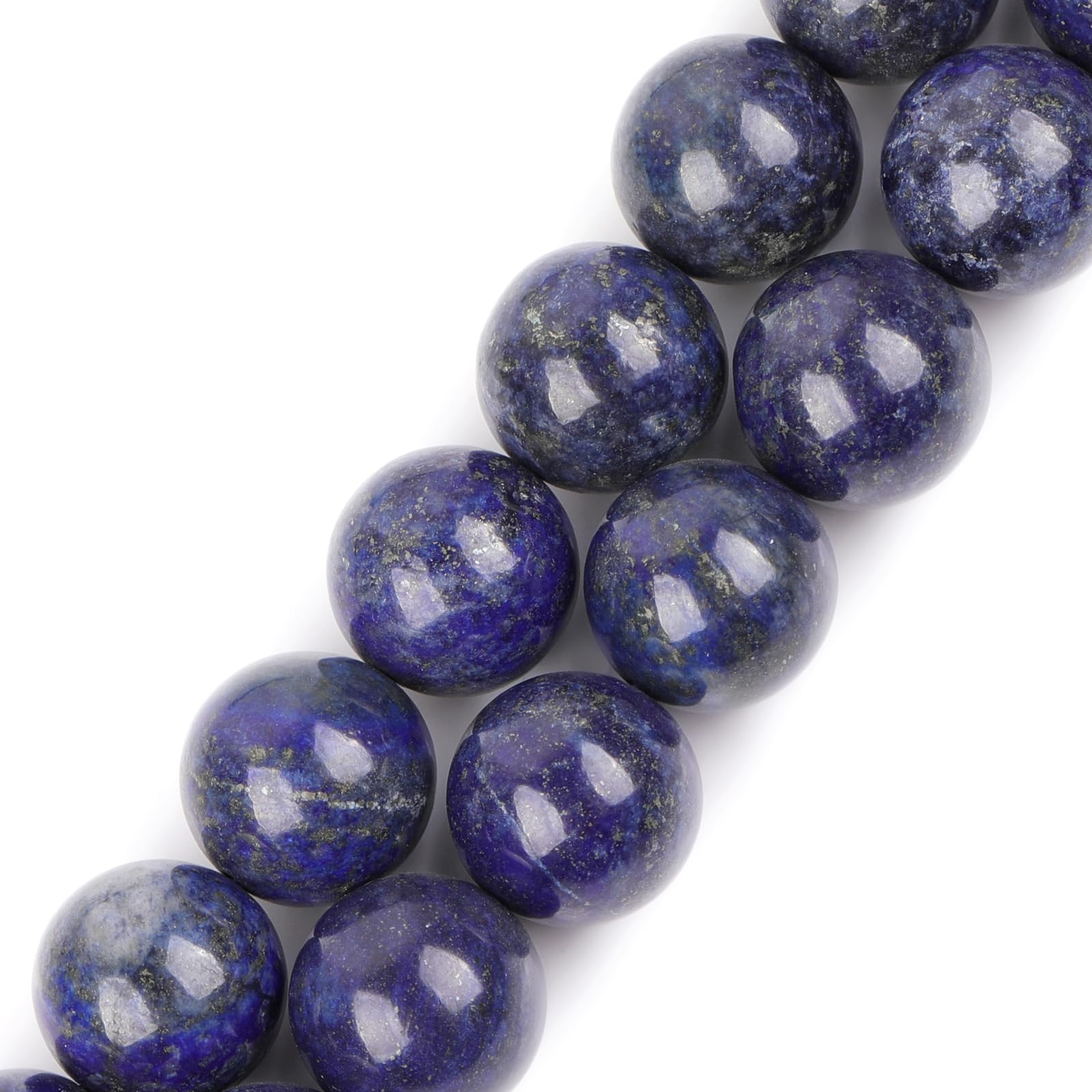 GEM-Inside 12mm Dyed Lapis Lazuli Round Gemstone Semi Precious Loose Beads for Jewellery Making 15'' โ image 1