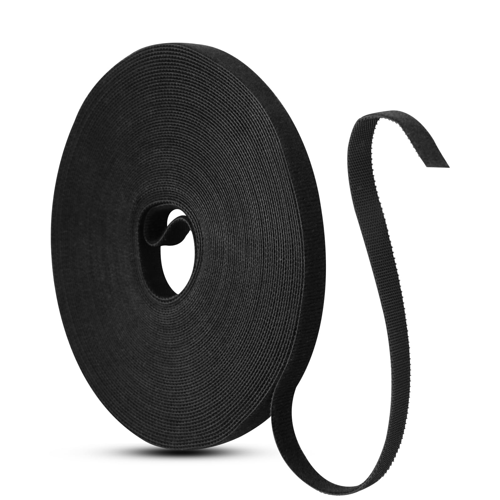 Redamancy 15 M Cable Straps, Black Cable Ties, 10mm Wide Reusable, Securing Strap, Wire Management, Cord Organise, for Home, Garden, Office and DIY