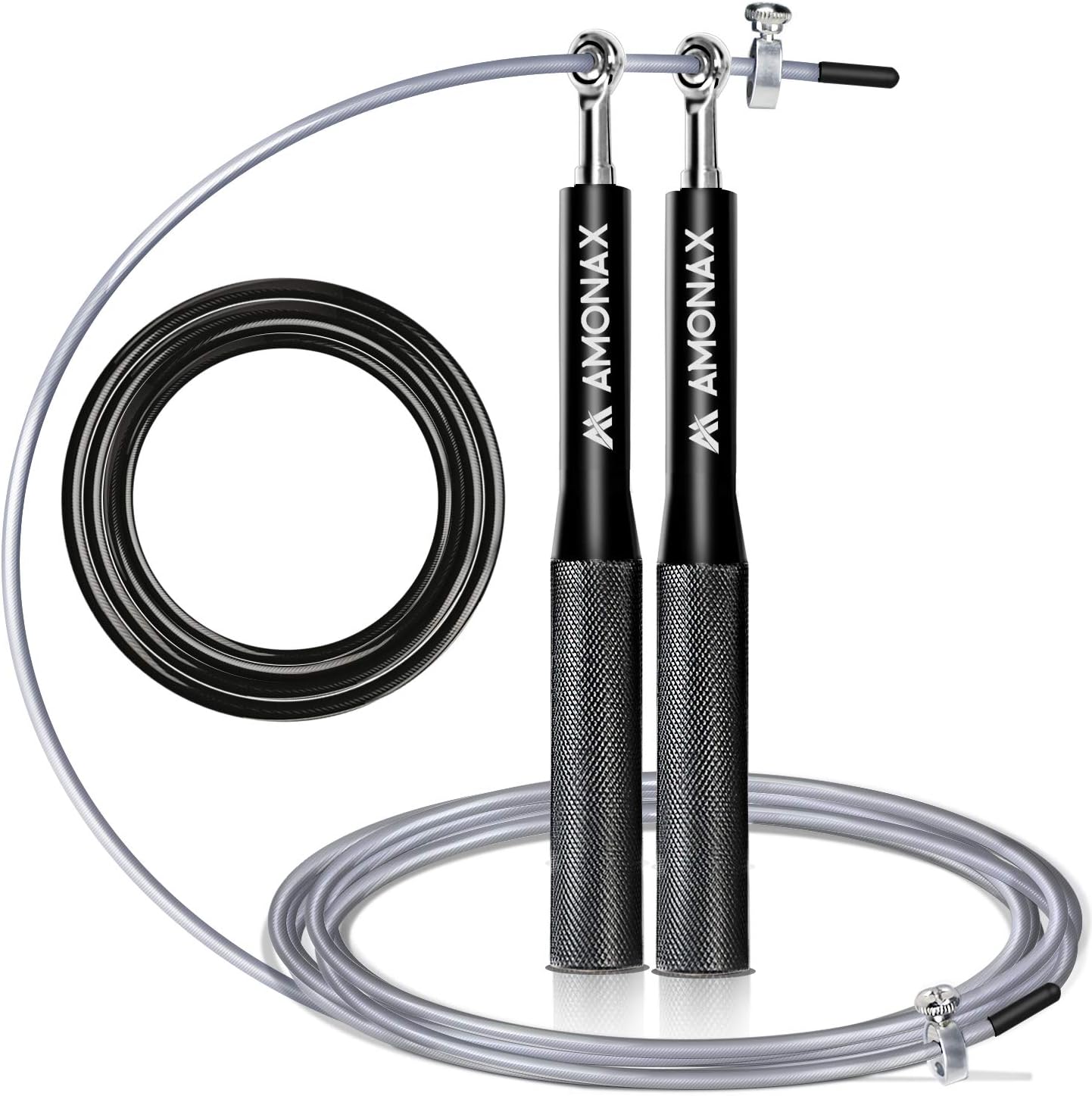 Amonax Adult Skipping Rope for Fitness Workout, Boxing Exercise, Crossfit Training and Weight Loss/Conditioning at Home Gym Outdoor with high-Speed Rotation Mechanism for Double Unders.