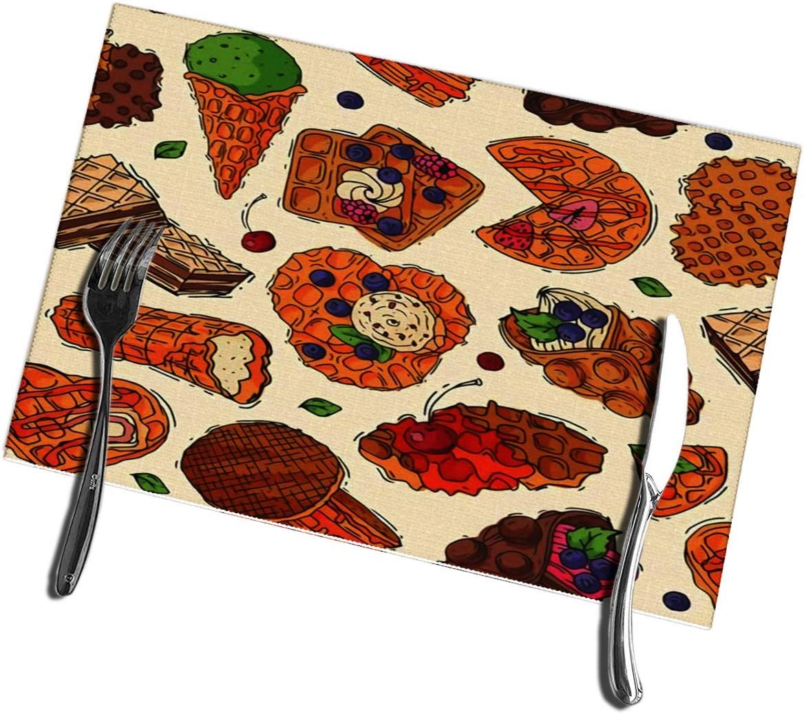 bneegxg Dining Table Placemats Set of 6 Waffle Cakes