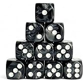 Luck Lab 10 Pack 16mm D6 Acrylic Dice Set - Black Pearl | Six-sided dice for board games, RPGs, DND, MTG and tabletop games; ideal for replacement dice and game night.