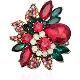 CSY Luxury Froral Cocktail Statement Rings Stretch Adjustable Ring | Gorgeous Women's Austrian Crystal Leaves Flower Big Cocktail Statement Rings Stretch Adjustable Ring Jewelry Accessories