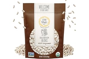 1000 SPRINGS MILL - Organic Great Northern Beans - Used for Salads, Soups, Stews, Casseroles, Chili, and Snacks - Bulk Dry White Beans - Resealable Bag - Vegan Friendly - 16oz (Pack of 1)