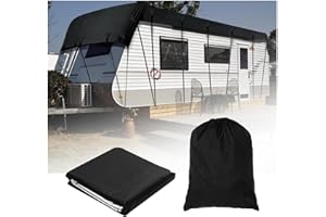 HFKJway Camper Cover - Waterproof 210D Oxford Cloth - Wind, Rain and Snow Proof - Rv Sunlight Cover - Rv Roof Only, Black - 10m3m