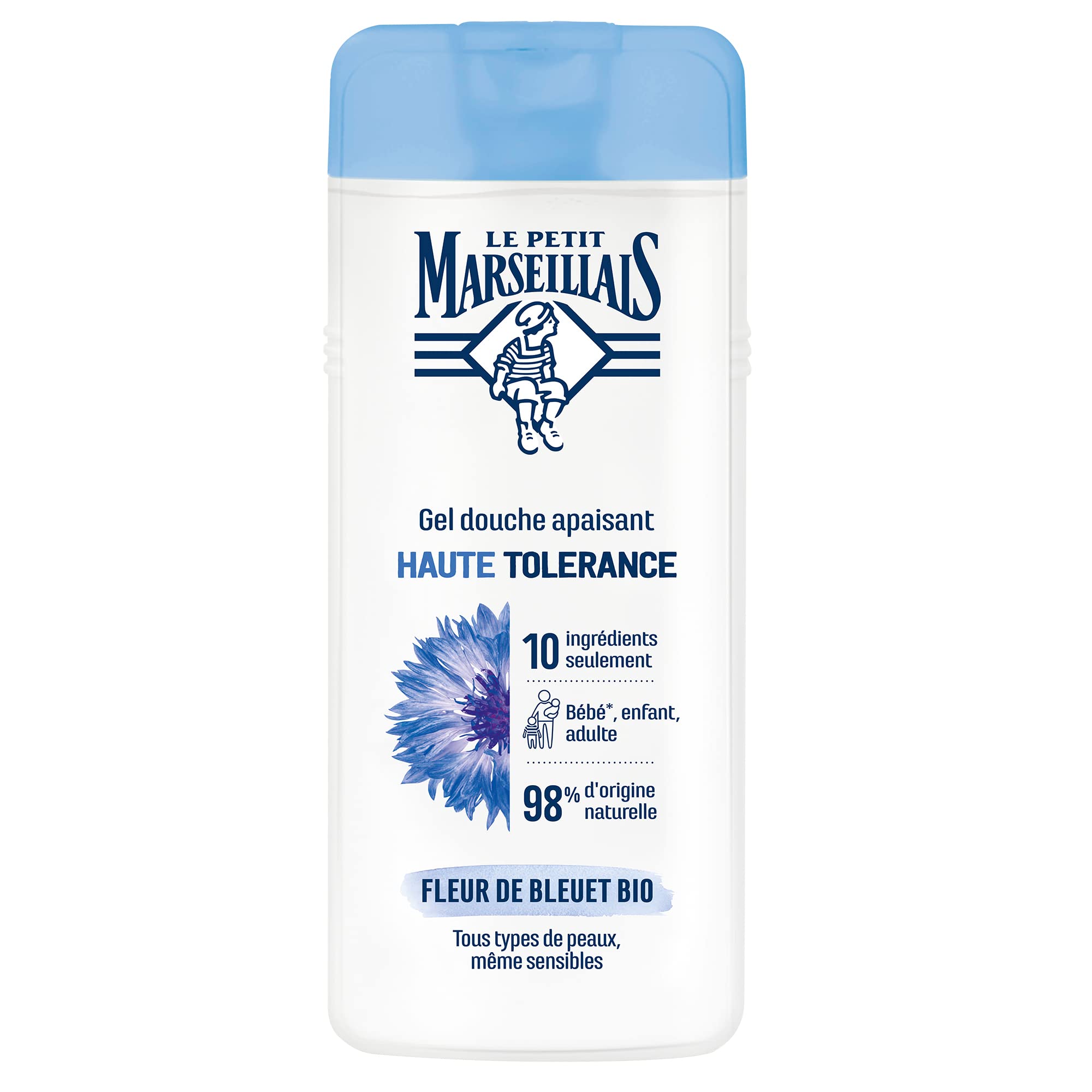 Le Petit Marseillais, Soothing Shower Gel, High Tolerance, Cornflower Blossom, Organic (400ml Bottle) 98% Natural Ingredients, For All Skin Types, Including Sensitive Skin