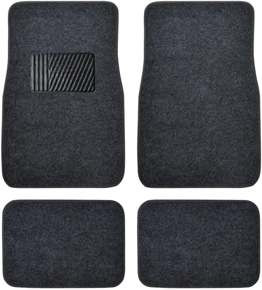 BDK Classic Carpet Floor Mats for Car & Auto - Universal Fit -Front & Rear with Heelpad (Dark Gray)