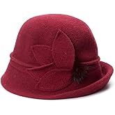 Lawliet Womens Retro Upturn Brim Wool Blend Cloche Church Wedding Hat A474