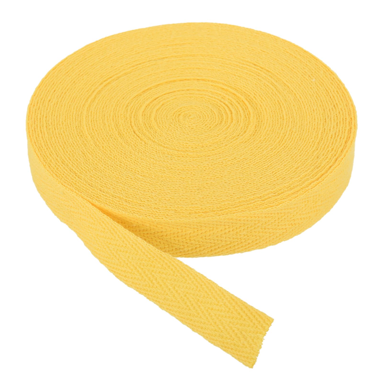 PATIKIL Cotton Twill Tape 15mm(5/8") 9m(10 Yards) Cotton Ribbon Bias Binding Tape Herringbone Webbing Trim for Sewing Gift Wrapping DIY Bright Yellow