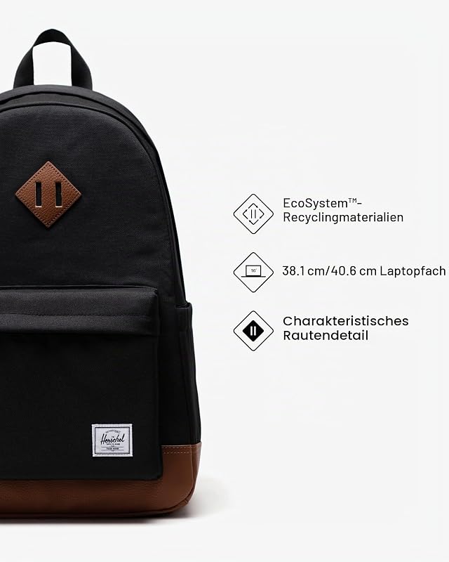 Unisex Heritage Backpack Black/Tan Standard - 24L