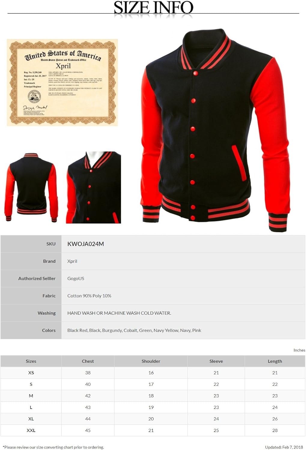 Xpril Men's Stylish Color Contrast Long Sleeves Varsity Jacket at  Men’s Clothing store