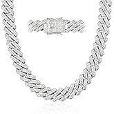 Mens Cuban Link Chain Miami Cuban Necklace 18K Gold Silver Chain Diamond Cut Chains For Men Women 14mm Iced Out Hip Hop Jewelry
