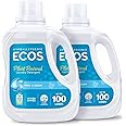 ECOS Laundry Detergent Liquid, 200 Loads - Dermatologist Tested Laundry Soap - Hypoallergenic, EPA Safer Choice Certified, Plant-Powered, Free & Clear, 100 Fl Oz (Pack of 2)