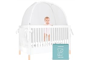 PRO BABY SAFETY Pop Up Crib Tent, Fine Mesh Netting Cover to Keep Baby from Climbing Out, Prevent Falls and Mosquito Bites, Safety Net Canopy - Sturdy & Stylish Infant Crib Topper - Winter Vibes