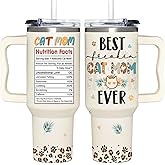365FURY Cat Lover Gifts For Women - Mothers Day Gifts From Cats - Birthday, Christmas Gift For Cats Owners, Cat Mom - Pet Lovers Gift Idea For Woman - 40oz Tumbler With Handle & Straw
