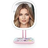 Impressions Vanity Hello Kitty and Friends Vacay Highlight LED Makeup Mirror with Artwork, Standing Mirror with White Strip LED Light and Adjustable Tilt, Portable Mirror with Soft Touch Sensor