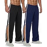 Wovnet Tear Away Pants for Men Sweat Basketball Pants 2 Side Zippers off Full Open Sweatpant with Pockets
