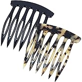 2PCS Hair Side Combs Small French Side Hair Comb Clips for Women Decorative French Twist Hair Styling Accessories (Black, tortoise)