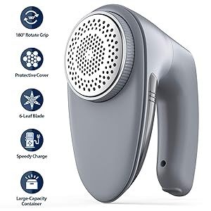 Bymore Lint Remover for Clothes,Sweater Shaver with 6-Leaf Blade,2019 New Version Electric Fabric Shaver Fuzz Pills Clothing Remover (60miutes Working Time Anti-Size 65mm Mesh 2 Replaceable Blades)