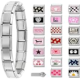 ITingstere Italian Charms Bracelet Sets with Starter Brascelet DIY Gifts | Italian Charms Bracelet, Modular Charm, DIY Module Jewelry Gifts for Women Men,Handmade Bracelet Link