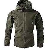 JWNYJFB Men's Camouflage Jacket Full-Zip Waterproof Fleece Lined Winter Coats Hooded Military Windbreaker Jackets with Pocket