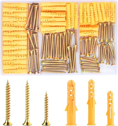 Yibaijia 180Pcs Screws and Wall Plugs Set M6/M8 Masonry Anchors