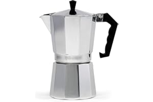 Primula Classic Stovetop Espresso and Coffee Maker, Moka Pot for Italian and Cuban Café Brewing, Greca Coffee Maker, Cafeteras, 9 Espresso Cups, Silver